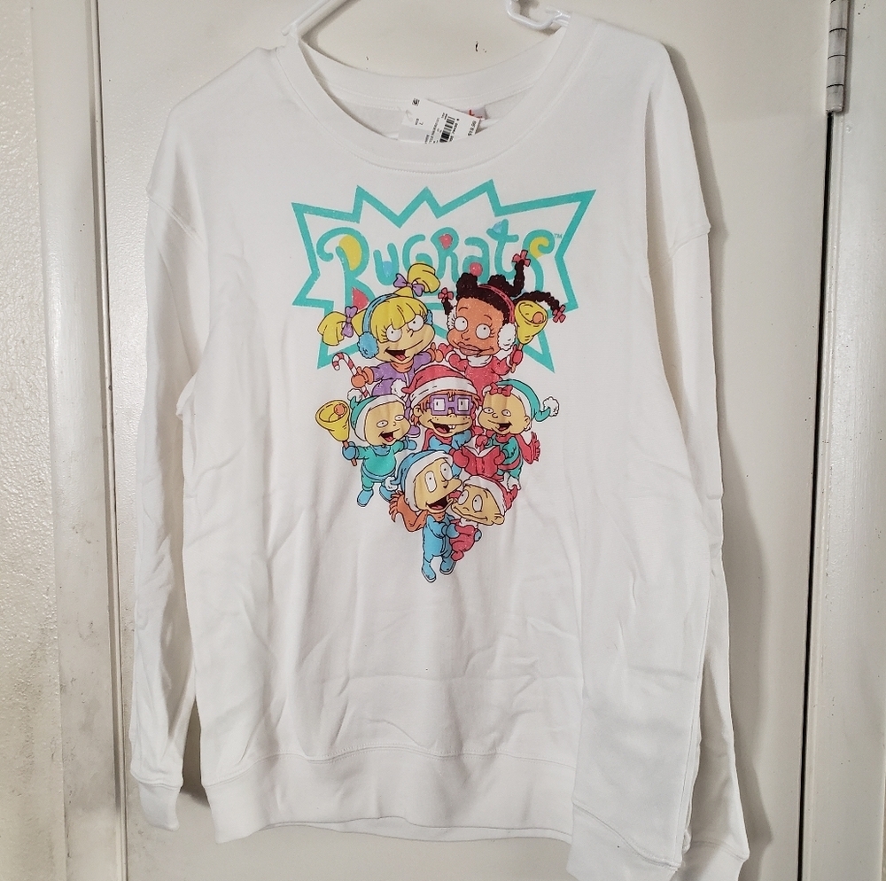 Nickelodeon Rugrats Graphic Holiday Nickelodeon Women's White Sweatshirt Size L